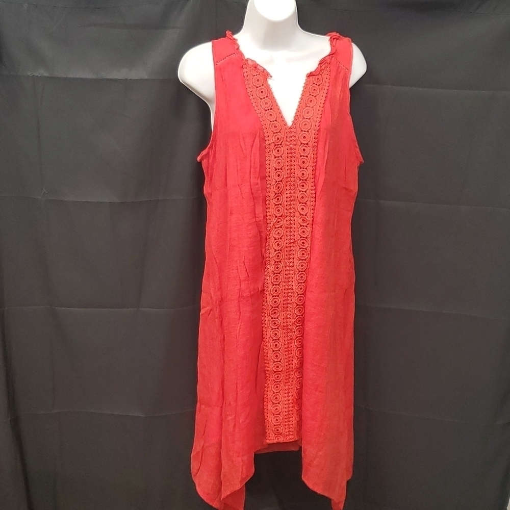 Indigo Rose Midi Lace Boho Dress SZ LG